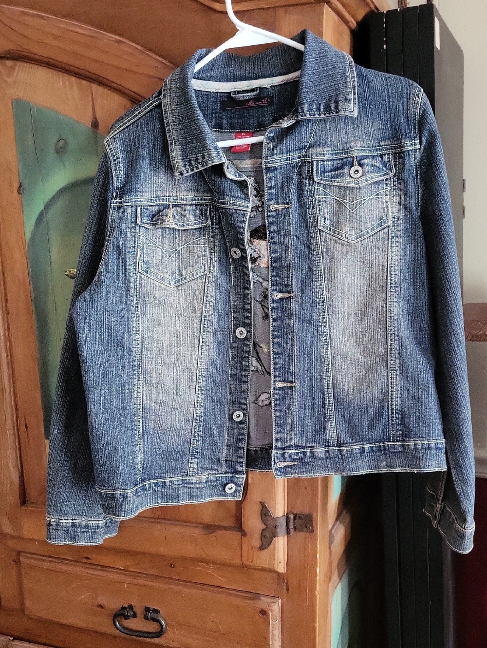 Vintage Willi Smith Denim Jacket Eith Embroidered Bird Back